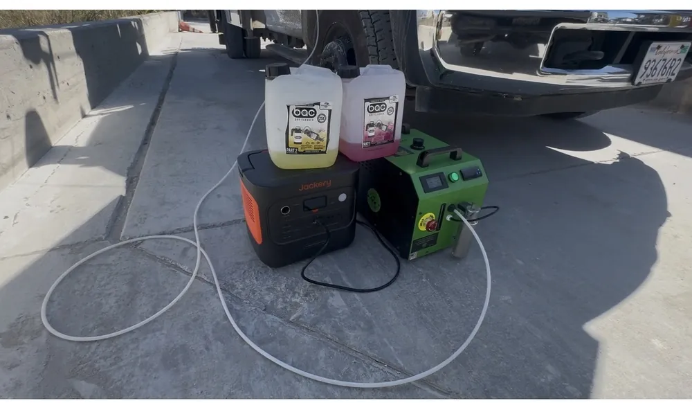 CES mobile BAC 101 cleaning setup at a customer yard