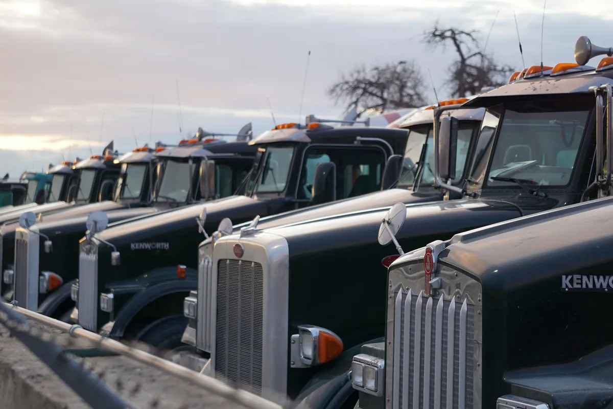 Row of fleet trucks